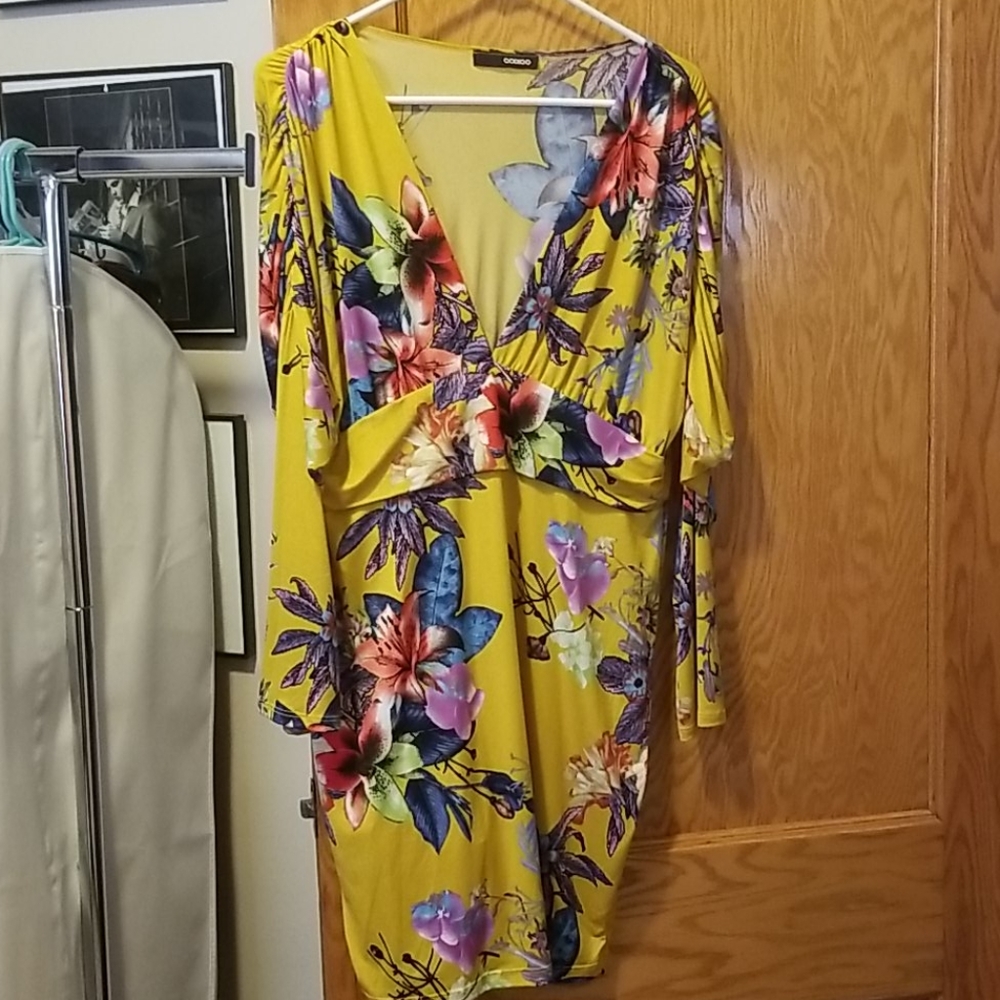 Floral dress-deep plunge-fitted
